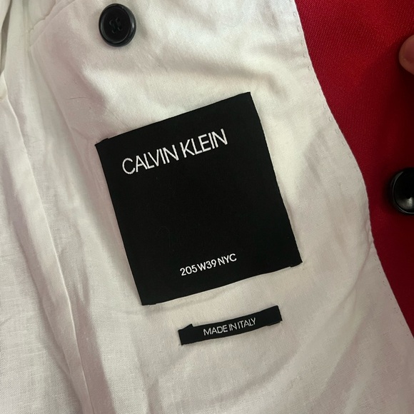 CALVIN KLEIN 205W39NYC Red Double Breasted Blazer S - Picture 3 of 6